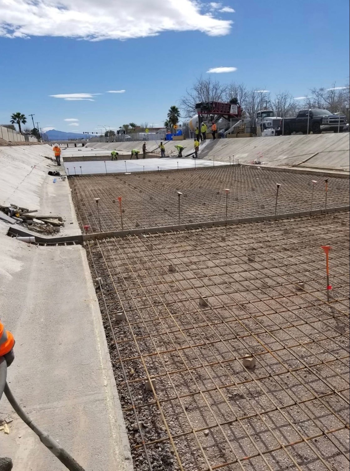 Channel invert placement, mesh and dowels