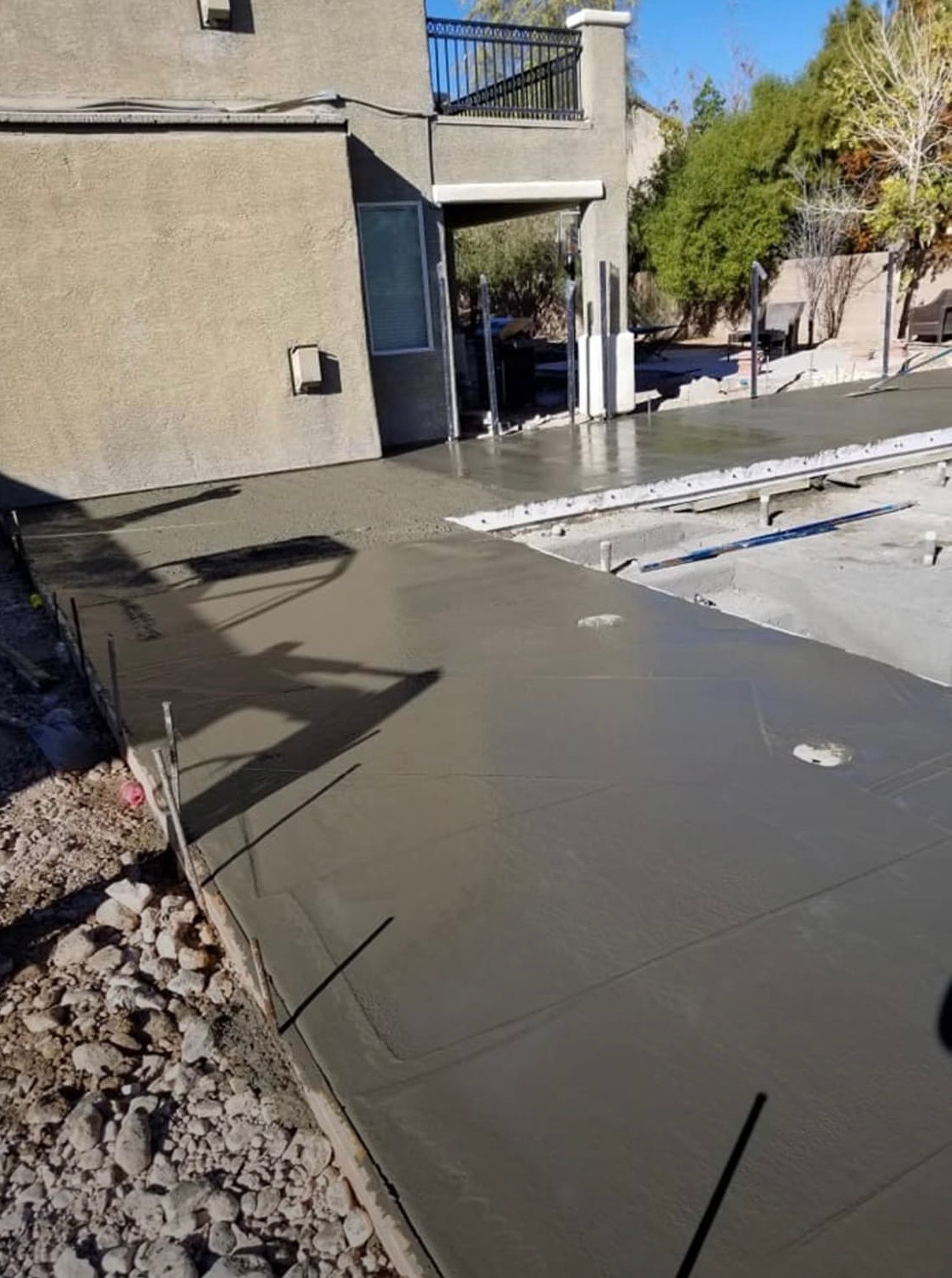 Rear patio slab and pool surround