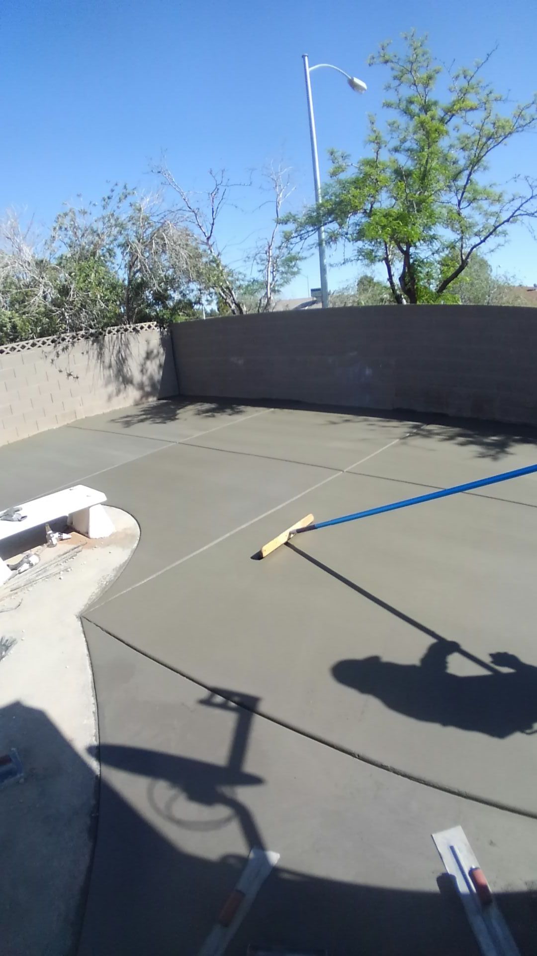Patio slab floated with control joints