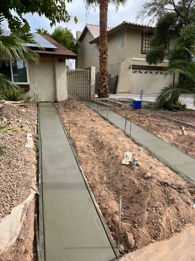Twin walkway pours formed and leveled