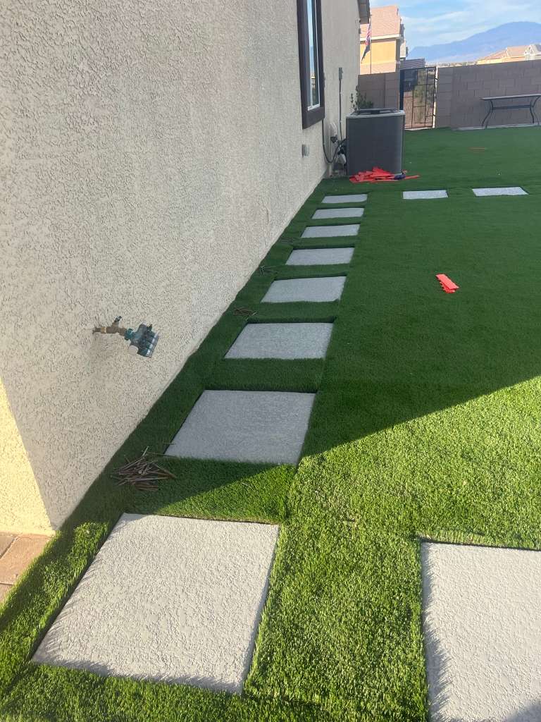 Stepping-stone path set in turf