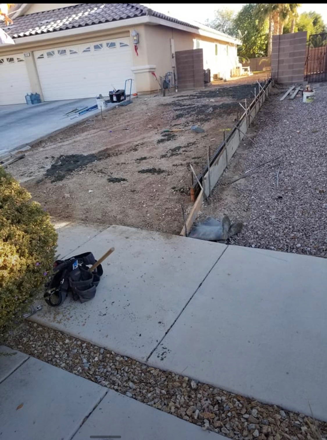 Formed and staked for a front walkway